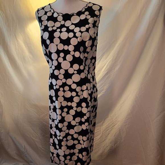 Talbots black & white polka dot sheath dress, size 14 - Picture 1 of 6
